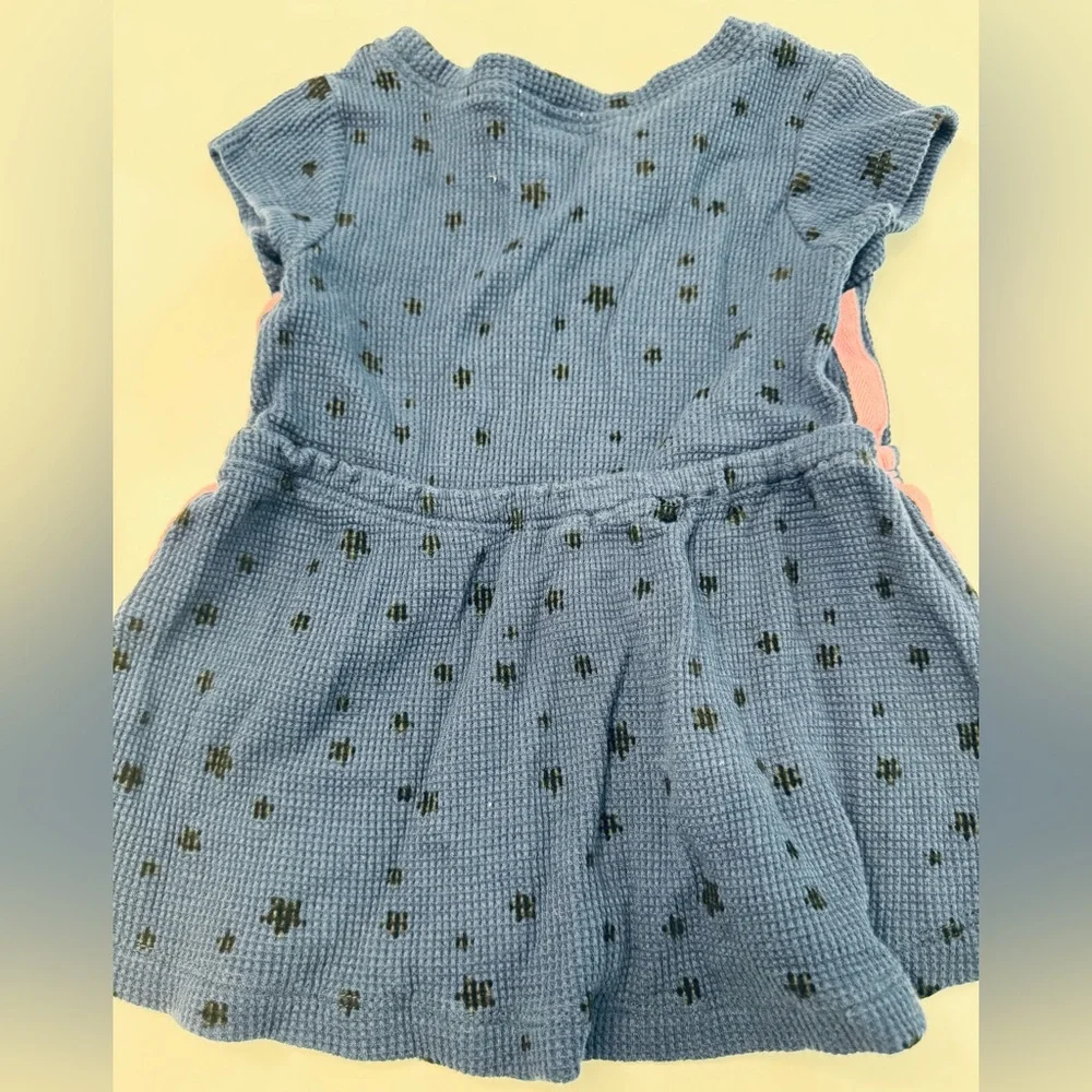 Splendid Blue and Pink Dress with Diaper Cover Set